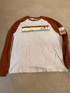 Men’s Long Sleeve Raglan Shirt - Rust Sleeves with White Body